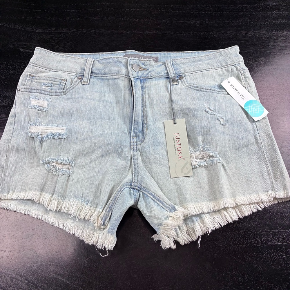 Just USA Distressed Light Blue Jean Shorts